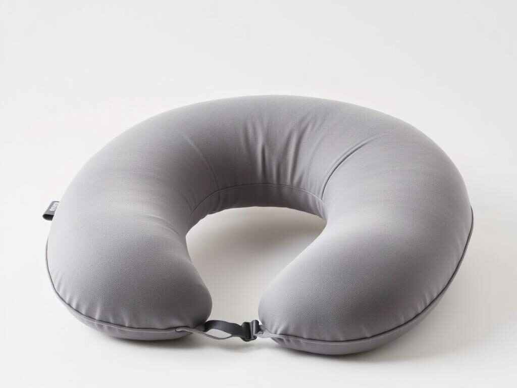 Medela graviditetspude i grå farve, der viser pudens halvmåneform