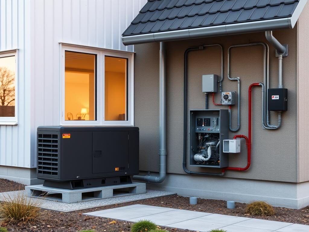 Moderne hjem med nødgenerator tilsluttet el-tavlen Moderne hjem med nødgenerator tilsluttet el-tavlen