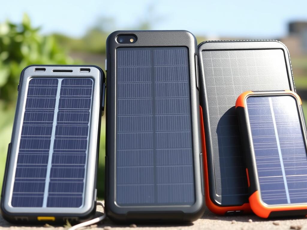 Sammenligning af forskellige solpaneler på powerbanks i direkte sollys
