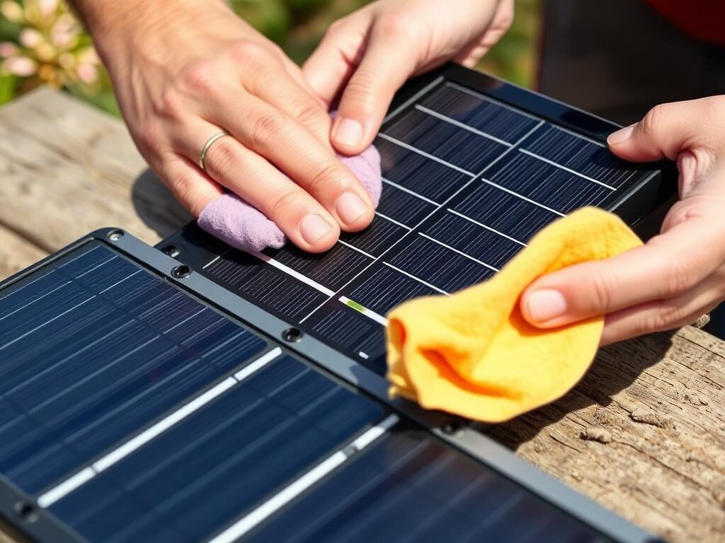 Vedligeholdelse af solcelle powerbank med rengøring af solpaneler